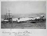 Unloading stores from the Proteus, Discovery Harbour, Nunavut, August 1881 Aug. 1881