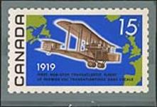 1919 First Non-stop Transatlantic Flight = Le Premier Vol Transatlantique sans Escale [graphic material] / Designed by Robert Bradford 1968.