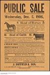 Public Sale Wednesday, Dec. 5, 1906, J. Saffield & Son 1906