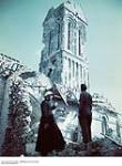 Canadians View Church Ruined by Allied bombs in France ca. 1943-1965.