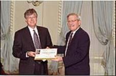 [Philip McLeod, editor-in-chief, accepts the 1997 Michener Citation of Merit from Chief Justice Antonio Lamer on behalf of the London Free Press] April 28, 1998.