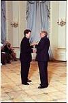 [Michel Venne accepts the 1997 Michener-Deacon Fellowship from Governor General Roméo LeBlanc] May 1, 1997.