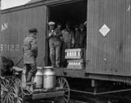 Maple sugar bush - shipping maple syrup by train 1926