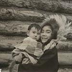 [Eunice Gordon holding her brother Andrew, Aklavik, Northwest Territories] 1956