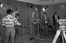 [Edward Lumley, Minister of Communications under John Turner, speaking at a press conference] 1984