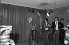 [Edward Lumley, Minister of Communications under John Turner, speaking at a press conference] 1984.