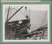 C.G.S. "Shamrock" placing a buoy on tender, three men on deck of ship, St. Lawrence River n.d.