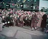 Residents welcome Princess Elizabeth and the Duke of Edinburgh on their visit to Amherst, Nova Scotia  1951