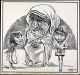 Portrait of Mother Theresa with two children 31 August 1981