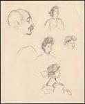 Four Sketches of a Woman and Profile of a Man ca. 1880-1908