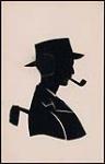 Silhouette of an Unidentified man smoking a pipe ca. 1920's