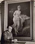 [Man seated below a painting of a nude woman] 1953