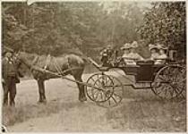 Quatre femmes assises dans un véhicule hippomobile July 27, 1902