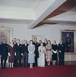 Queen Elizabeth and Prince Philip receiving the heads of Commonwealth and foreign missions at Government House, Oct. 14, 1957. Ottawa, Ont. October 14, 1957.