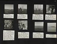 Ships wintering in the Tuk Harbour; Miss Robinson reading the weather; Inuit children on swings in the school playground; Inuit boys doing handicraft work at school; Inuit children at the school wash basin; Miss Robinson showing students pictures of sea life; Outboard motor; Aerial view of Tuktoyaktuk 1950