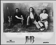 Press portrait of The Jeff Healey Band: (l to r) Joe Rockman, Jeff Healey, Tom Stephen [between 1989-1993].