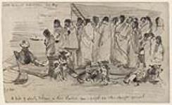 A Group of Indigenous People Observing Arrival of Dr. Macgregor by Dogsled at Little Touchwood H.B. Co. Store 20 August 1881