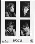 Photo publicitaire des Spoons (dans le sens horaire) Sandy Horne, Gordon Deppe, Derrick Ross, Rob Preuss 1982