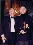Portrait of Walter Ostanek and Gilles Vigneault at an awards ceremony [ca. 1996].