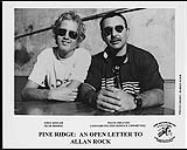 Press portrait of Greg Keelor (Blue Rodeo) and Frank Dreaver (Leonard Peltier Defence Committee) for Pine Ridge: an open letter to Allan Rock. Free Leonard Peltier in the spirit of Crazy Horse. Leonard Peltier Defence Committee Canada [ca 1996].