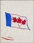 Croquis du drapeau canadien avec trois feuilles d'érable rouges  1959-1964