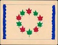 Proposition de drapeau canadien avec dix feuilles d'érable formant un cercle 1959-1964