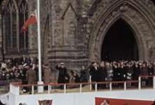 Old Canadian Flag being lowered for last time on Parliament Hill - landscape version 1965.