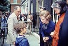 Prime Minister Margaret Thatcher talking to Justin Trudeau [between 1980-1984].