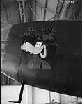 "O" for "Orange" , from the Bison Squadron of the R.C.A.F. Bomber Group in England shows a design of "Plute" of Walt Disney movie fame, and bears the inscription "Hell You've Had it" 1 February 1944.