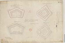 No. 5. Plans of the casemated redoubts, proposed by the committee, for the occupation of the ground in front of Kingston, Upper Canada, on the western side of the Harbour [Nos. 3 & 4]. Drawn to accompany the committee's Report dated 24th October 1829. [architectural drawing] 1829