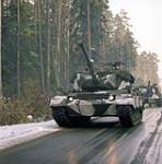 EX Certain Sentinel. Leopard Tank. Driving through forest road 28  January 1979.
