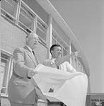 General Sir Ouvry Roberts, director of Annacis Industrial Estate (left) and F. Donaldson, senior architect 1956