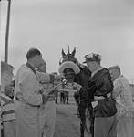 The winner of the harness horse race being tested to ensure no stimulants were used 1958