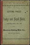 Catalogue entitled Cutting Prices for Tacks and Small Nails which belonged to William McMaster [textual record] 27 April 1887.