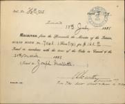 MALLETTE, Joseph - Scrip number 7045 - Amount 160.00$ 10 July 1885