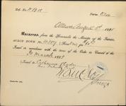 GLADU, Catherine (Heir of Patrick Paul) - Scrip number 10387 - Amount 60.00$ 5 August 1885