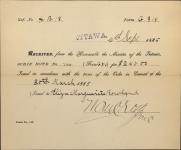 ROWLAND, Eliza Marguerite - Scrip number 2104 - Amount 240.00$ 4 September 1885