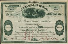 EDEN, A.F. (Land Commissioner M and NW Ry. Co. Compensation for section 21 and 27-21-28 W1 sold to George Cartwright) - Scrip number 4660 - Amount 160.00$ - Certificate number MS 1888/11/23