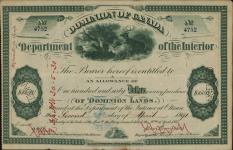 WILSON, Charles Abram (Refund amount overpaid on his pre-emption) - Scrip number 4752 - Amount 160.00$ - Certificate number MS 1891/04/02