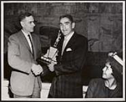 [Tom Watt's Jr., from Hupacasath First Nation in the Alberni Valley of BC, being awarded the 1962 Tom Longboat Trophy for outstanding athleticism] 1962