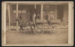 [Soda wagon in front of Montreal Telegraph Office and Exchange Office] [between 1865-1880].