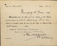 THOMAS, Thomas (Son of Simon Thomas) - Scrip number 4258 - Amount 160.00$ 15 June 1886