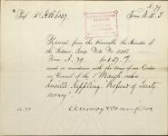 KIPPLING, Lucille (Refund of Treaty Money) - Scrip number 11051 - Amount 37.00$ 16 March 1887