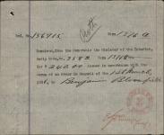 BLOOMFIELD, Benjamin - Scrip number 3582 - Amount 240.00$ 31 October 1887