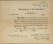 FRASER, Roderick - Scrip number A 1528 and A 10028 - Amount 240.00$ 4 November 1899