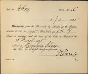 KLYNE, Madeleine (Heir of Joseph Lafournaise) - Scrip number 10905 - Amount 26.66$ 2 November 1885