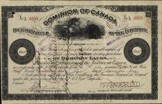 CHALIFOUX (or ROWAN), Nancy - Scrip number A 0589 - Amount 160.00$ - Certificate number A 282 1899/07/04-1899/09/01