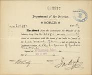 CHARTRAND, Zacharie - Scrip number A 25976 - Amount 40.00$ 16 November 1901