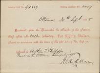 Receipt - Phillips, Arthur T. - Private - Ottawa Sharpshooters - Scrip number 12 [between 1885-1913]