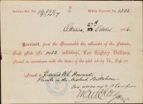 Receipt - Howard, Edward W. S. - Private - Midland Battalion - Scrip number 55 [between 1885-1913]
